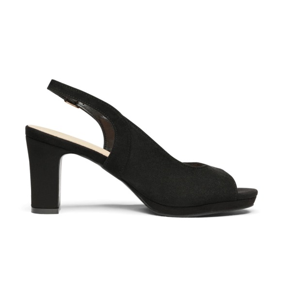 WOMEN'S SEXY 3" HEEL PEEP TOE SLINGBACK PUMPS BLACK SUEDE DREAM PAIRS SIZE 10 - Picture 4 of 9